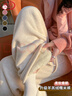 浪莎羊羔絨千鳥(niǎo)格闊腿褲女冬季2025新款高腰寬松休閑加絨直筒格子褲 曬單實(shí)拍圖