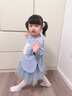 幼歌（YOUGE）嬰幼兒秋季新款有機(jī)棉假兩件衛(wèi)衣網(wǎng)紗裙寶寶軟彈連衣裙藍(lán)色90 cm 曬單實(shí)拍圖