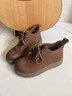 百麗（Belle）復古可愛(ài)大頭牛皮休閑靴女冬季新款商場(chǎng)同款厚底短靴E5D2DDD5 棕色 34 曬單實(shí)拍圖