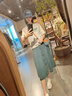 哈魯迪牛仔半身裙女2025夏秋新款單排扣高腰顯瘦中長(cháng)款前開(kāi)叉百搭大擺裙 藍色 L （100-120斤） 曬單實(shí)拍圖
