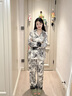 貝妍睡衣女春秋季長(cháng)袖2025新款莫代爾套裝高級性感蕾絲國風(fēng)開(kāi)衫家居服 C20838圖色 M (160) 曬單實(shí)拍圖