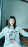 EPET白灰色洋氣可愛(ài)Kitty貓無(wú)帽衛衣女中長(cháng)款圓領(lǐng)慵懶學(xué)院加絨長(cháng)袖上 白灰色【加絨】 M M 85-105斤 曬單實(shí)拍圖