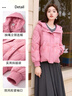 香影（xiangying）連帽羽絨服女短款2024年冬季新款小眾保暖90白鴨絨小個子外套 梅紅 L 曬單實拍圖