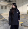 C.MATK沖鋒衣男女同款春秋季新款戶(hù)外潮牌登山服防風(fēng)防水連帽外套上衣 黑色-B【單衣】 L 曬單實(shí)拍圖