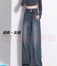 蘿美醬2026新款牛仔褲女春秋闊腿寬松褲子高腰小個(gè)子窄版休閑褲直筒褲子 復古藍小個(gè)子【身高158cm以下】 2XL 【建議135-145斤】 曬單實(shí)拍圖