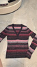 橘滋（Juicy Couture）25秋新款針織衫條紋提花坑條V領(lǐng)修身毛衣女微彈套頭上衣女 紫紅 M 曬單實(shí)拍圖