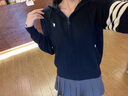 POLOWALK[含羊毛]針織衫女開(kāi)衫外套2024新款毛連帽通勤上衣夾克 藏青 XL (170) 曬單實(shí)拍圖