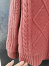 恒源祥秋冬新款感加厚圓領(lǐng)羊毛開(kāi)衫女復古菱形麻花羊.絨針織毛衣外套 豆沙紅 L 100-115斤 曬單實(shí)拍圖