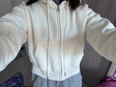 小野七天短款衛衣外套女春秋小個(gè)子連帽開(kāi)衫上衣微胖顯瘦上衣外套開(kāi)衫衛衣 米黃色 M 建議100-125斤 曬單實(shí)拍圖
