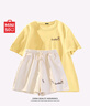 名創(chuàng)優(yōu)品（MINISO）運(yùn)動套裝女夏季2025年新款純棉短袖小個子休閑夏裝搭配一整套女裝 鵝黃+奶白(幸運(yùn)愛心) XL (體重130-150斤) 曬單實拍圖