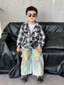 G.DUCKKIDS兒童裝男童春裝襯衫外套春秋款2025新款中大童春季男孩格子襯衣潮 黑色 160 cm 曬單實(shí)拍圖