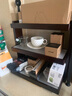 喻品實(shí)木防塵杯架收納柜置物架桌面展示架餐桌杯架ZW273三層胡桃色42 曬單實(shí)拍圖
