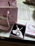 hellokitty項鏈女 足銀999寶寶純銀吊墜可愛(ài)凱蒂貓鎖骨鏈生日禮物 hellokitty貓+愛(ài)心漸變粉繩 曬單實(shí)拍圖