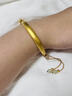 中國黃金China Gold四葉草黃金手鐲女黃金手鏈女足金生日禮物送女友媽媽老婆結婚紀念 足金蓮花和田玉半鐲+證書禮盒 曬單實拍圖