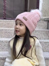 英氏兒童帽子圍巾手套秋冬季保暖三件套男女童4-12歲針織軟糯御寒神器 清甜柔粉【兒童帽子-毛球】 F 曬單實(shí)拍圖