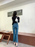 塔馳密司（touchmiss）萊賽爾天絲牛仔褲微喇褲女秋季新款高腰九分喇叭褲 復古藍色云感棉彈 29 曬單實(shí)拍圖