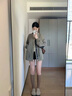溫格芳小個(gè)子風(fēng)衣外套女2025年秋季新款韓系高級感時(shí)尚百搭短款夾克上衣 灰綠色 M （建議106—115斤） 曬單實(shí)拍圖