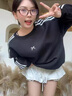 冶芷三條杠蝴蝶結(jié)黑色衛(wèi)衣女2025秋季新款韓系長(zhǎng)袖上衣 三條杠蝴蝶結(jié)黑色衛(wèi)衣 M 曬單實(shí)拍圖