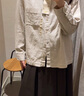 無(wú)印良品（MUJI）女式 法蘭絨 立領(lǐng)長(cháng)袖襯衫 女士襯衣外套 25年秋季 女裝 象牙色 S (155/80A) 曬單實(shí)拍圖