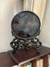 縱歡濰坊紅木嵌銀看盤(pán)擺件鑲銀絲濰坊文創(chuàng  )非遺特產(chǎn)紀念工藝精品高檔禮 一帆風(fēng)順【直徑25，總高33cm】 曬單實(shí)拍圖