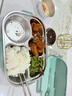 美廚（maxcook）304不銹鋼飯盒 微波爐飯盒5格保溫學(xué)生飯盒配餐具1.6L綠MCFT9838 曬單實(shí)拍圖