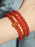 晶菲爾（CRYSTAL PHIL）紅瑪瑙手鏈女男十二生肖本命年手串三圈多層串珠簡(jiǎn)約時(shí)尚百搭禮物 【生肖馬】珠徑約6MM三圈款 曬單實(shí)拍圖
