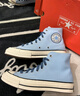 匡威（Converse）官方 1970S男女高幫運動(dòng)板鞋淺牛仔藍藍色A13289C A13289C 41 曬單實(shí)拍圖