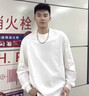 牧唯黑白純色重磅打底長(cháng)袖衫男士秋新生款寬松休閑基礎內搭棉體恤衛衣 白色 寬松拍大一碼 XL [建議125-145斤] 曬單實(shí)拍圖