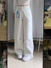 DAVEY MODE牛仔褲女韓系白色波點(diǎn)碎花秋季九分高腰直筒寬松顯瘦百搭闊腿褲子 白色【九分褲】 M 95-105 曬單實(shí)拍圖