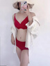 浪莎紅色結婚內衣內褲新娘新郎套裝情侶一對襪子新婚女方陪嫁本命禮盒 結婚套裝 【文胸套裝+男內褲+婚慶喜襪2雙】 M 文胸 M 女內褲+2XL男內褲 曬單實(shí)拍圖