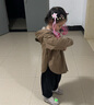 幼歌（YOUGE）嬰幼兒秋季新款連帽簡(jiǎn)約可愛(ài)雙面穿斗篷寬松百搭外套潮 棕栗色/棕白格 110 cm 曬單實(shí)拍圖