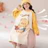秋冬季法蘭絨女童睡裙中長(cháng)款少女初中生小女孩珊瑚絨親子家居服 BLF-33215【熊貓】睡裙+浴帽 155 M碼 體重【75-90斤】 曬單實(shí)拍圖