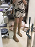 蜘蛛王黑色長筒靴女新款秋冬季厚底過膝靴絨面長靴高筒騎士靴兩穿瘦瘦靴 卡其色 39 曬單實拍圖