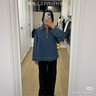 三彩若潮大碼女裝2025秋季新款襯衫領(lǐng)長(cháng)袖衛衣條紋假兩件拼接胖MM 巖灰 M 160/88B 曬單實(shí)拍圖