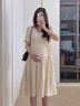 費(fèi)雪（Fisher-Price）美國費(fèi)雪孕婦連衣裙夏季新款裙子夏裝長(zhǎng)裙上衣孕婦裙女純棉孕婦裝 米白色連衣裙-夏款 M【110-125斤適穿】 曬單實(shí)拍圖