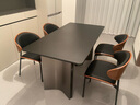 德利豐巖板餐桌家用意式極簡(jiǎn)現代簡(jiǎn)約輕奢長(cháng)方形黑色巖板餐桌高級感桌子 熱銷(xiāo)升級版-大號桌腳+玻璃復合 1.6米 一桌四椅-配維克多椅 曬單實(shí)拍圖