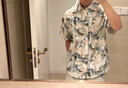 :CHOCOOLATEit美式扎染短袖花襯衫男士夏季新款休閑度假半袖襯衣 墨痕色   M 曬單實(shí)拍圖