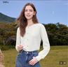 betu女裝2025秋季新款毛針織衫簡約顯瘦提花長袖上衣女2508T06 米白 M 曬單實(shí)拍圖