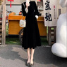 艾柔丹秋冬連衣裙女裝2025年新款赫本風(fēng)優(yōu)雅大方收腰顯瘦女士黑色長(cháng)裙子 黑色 2XL 曬單實(shí)拍圖