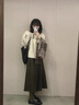 可茵（Keyin）連衣裙女裝2025年秋冬新款韓系穿搭短外套百褶裙子兩件套套裝女 杏色外套+灰色半身裙 M 曬單實(shí)拍圖