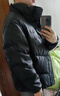 森馬（Semir）梅花系列羽絨服男PU仿皮衣冬情侶外套厚款 黑色(灰鴨絨)90001 XL 曬單實(shí)拍圖