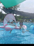 swimbobo兒童游泳圈女童帶水槍坐圈水上戲水遮陽(yáng)蓬坐艇粉色泳圈K2014pro 曬單實(shí)拍圖