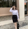 韓曼柯（HANMANKE）白色襯衫女簡約長袖單上衣日常休閑免燙女裝通勤面試職業(yè)正裝襯衣 曬單實拍圖