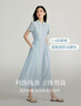 茵曼（INMAN）章若楠同款苧麻女裝娃娃領(lǐng)連衣裙2025春季新品長裙子 淺藍(lán)色 M 曬單實(shí)拍圖