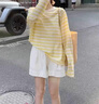 FSAT奶黃色假兩件針織開(kāi)衫女薄款上衣春秋季韓系穿搭設計感百搭長(cháng)袖裙 【黃色】 優(yōu)質(zhì)版 3XL 建議150-170斤 曬單實(shí)拍圖