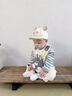 G.DUCKKIDS小黃鴨童裝男童背帶褲套裝秋裝洋氣男寶打底衫早秋嬰兒衣服兩件套 米色 73cm (建議3-6個(gè)月，6-8KG) 曬單實(shí)拍圖