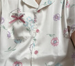 果殼（Gukoo）睡衣女夏季HelloKitty冰絲甜美蕾絲花邊女家居服套裝 魚(yú)肚白  L  曬單實(shí)拍圖