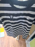 她池圓領(lǐng)T恤2026春夏新款女裝撞色條紋卡通刺繡短袖寬松上衣 曬單實(shí)拍圖