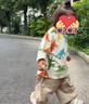 迷你巴拉巴拉男童T恤2025秋撞色長(cháng)袖寶寶上衣【假兩件】 黃綠色調00334 90 cm 曬單實(shí)拍圖