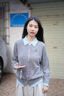 NAOTIEA納奧蒂爾小帆船紅色本命年針織開(kāi)衫女2025春秋翻領(lǐng)毛衣襯衫外套 雅致灰【翻領(lǐng)】 XL 曬單實(shí)拍圖